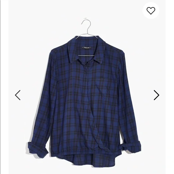 madewell wrap front shirt in arion plaid - Picture 3 of 7